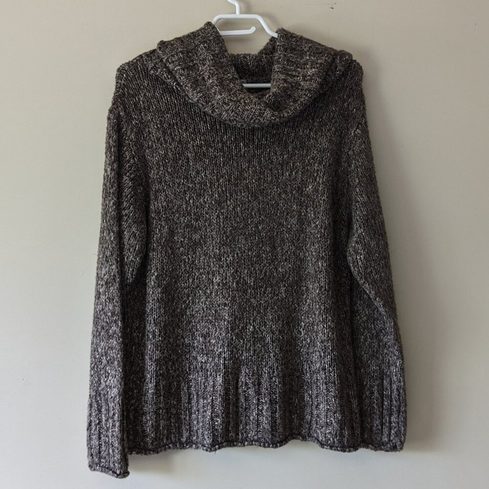 Brown/Grey Knitted Cowl Neck Sweater